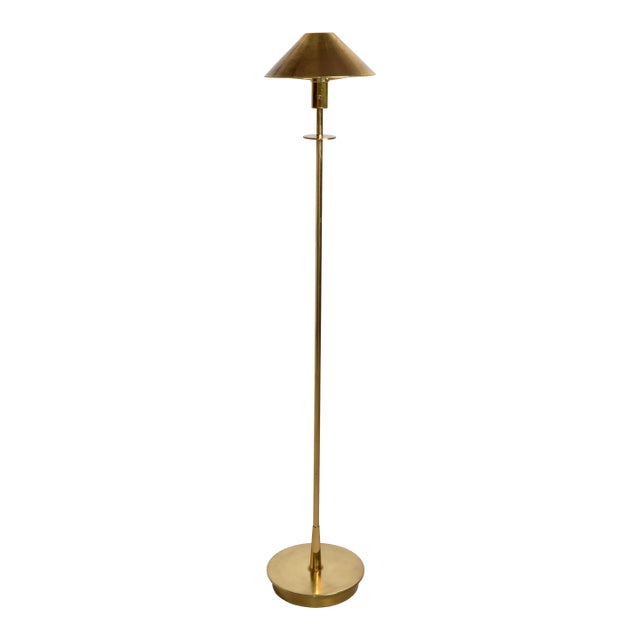 Vintage Maison Jansen Style Mid-Century Modern Patinated Brass Steel Floor Lamp For Sale