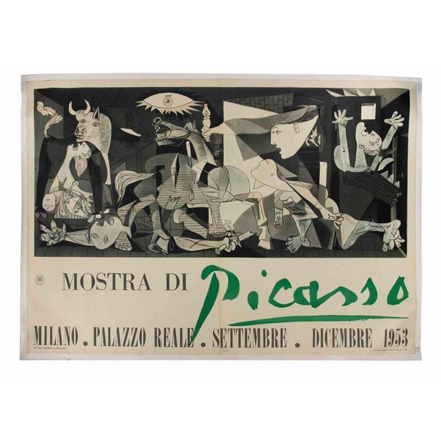 Rare and giant vintage poster of Pablo Picasso Exhibition Milan, Palazzo Reale, 1953. Limited edition of 1,000 copies,...