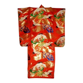 Japanese Red Silk Wedding Kimono For Sale