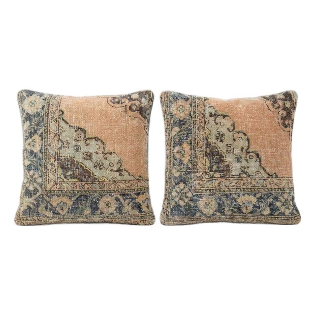Turkish Oushak Rug Pillow Cover 24'' X 24'' - Set of Two For Sale