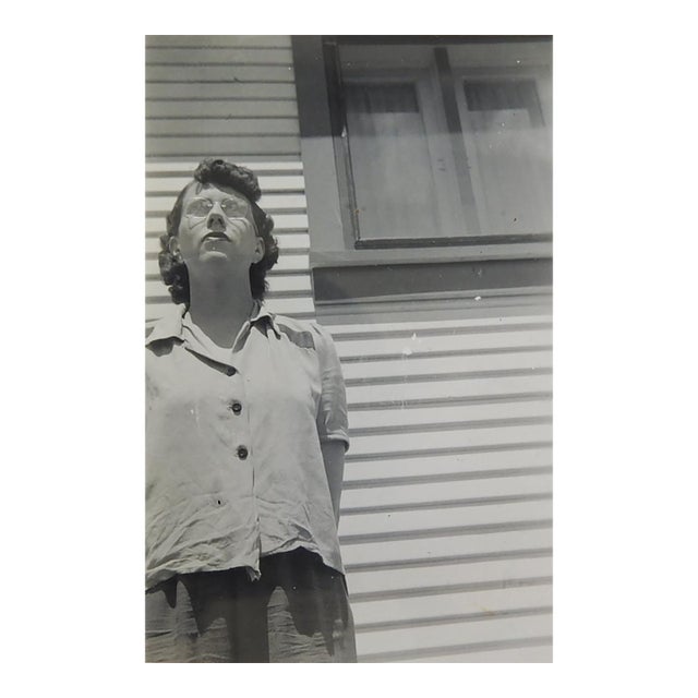 1950s Out of Frame Quirky Snapshot Photograph Woman Looking Up For Sale