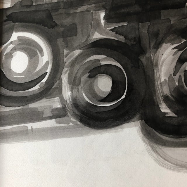 Abstract Vintage Original Abstract “Camera” Watercolor Painting Frame Sogned For Sale - Image 3 of 6