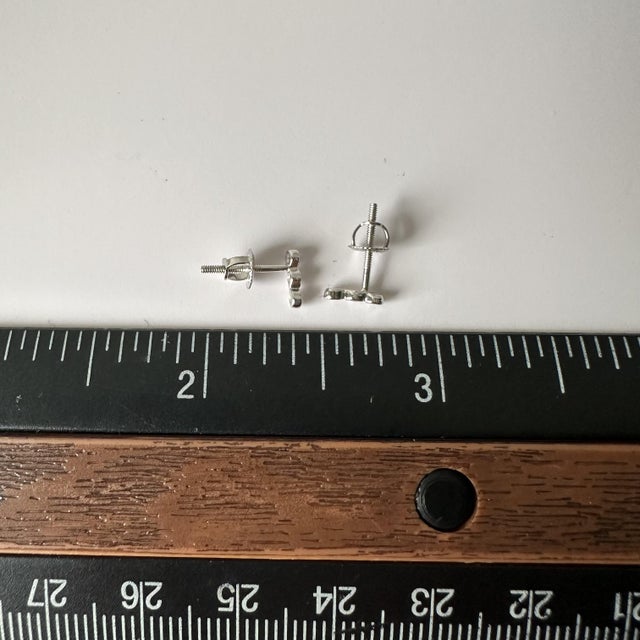 Early 21st Century Petite Bezel Set Diamond Studs in 14kt White Gold - 0.08ctw Natural Diamonds, A Pair For Sale - Image 5 of 5