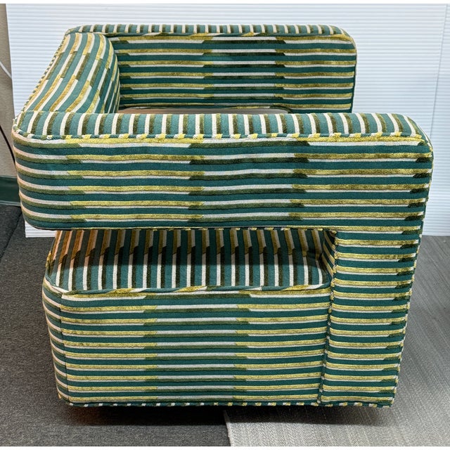 Modern Restoration Hardware Drew Swivel Chair, Custom For Sale - Image 3 of 17
