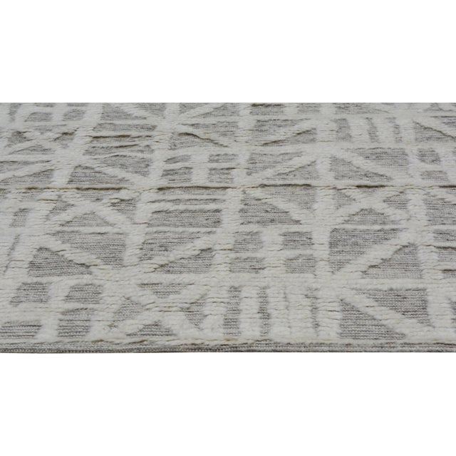 Moroccan Aleph Hand Knotted Wool Rug, 9'1"x11'10"' For Sale - Image 4 of 6