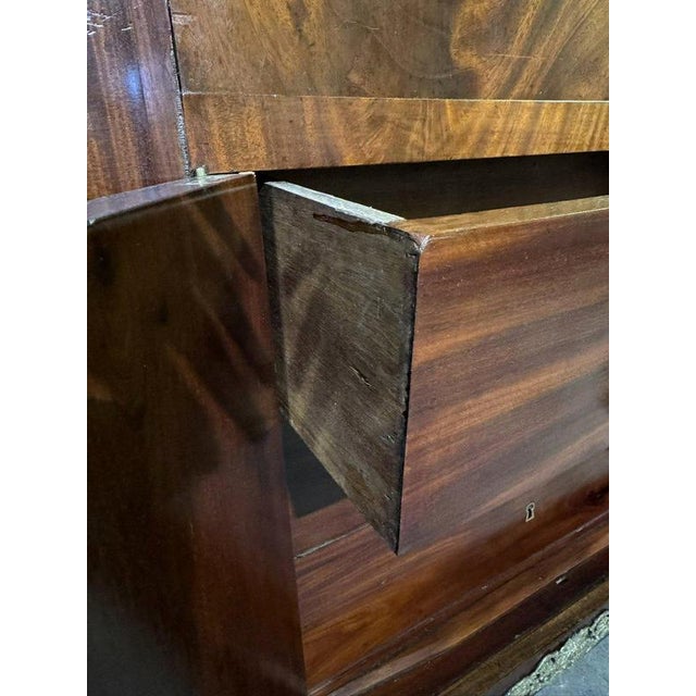 Wood Empire Mahogany Secretary with Columns and Bronze Capitals For Sale - Image 7 of 9