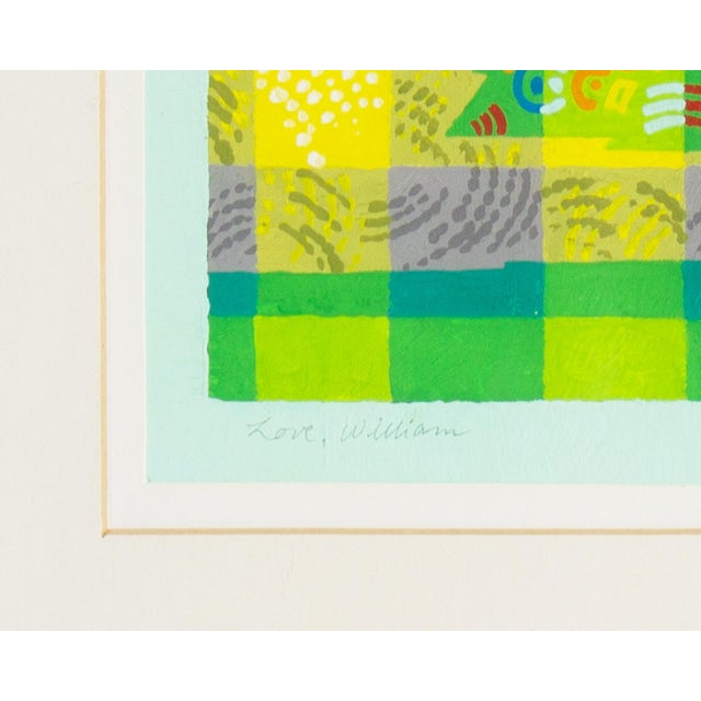 1980s 1986 “Plaid Tree” Gouache Painting by William Itter For Sale - Image 5 of 8