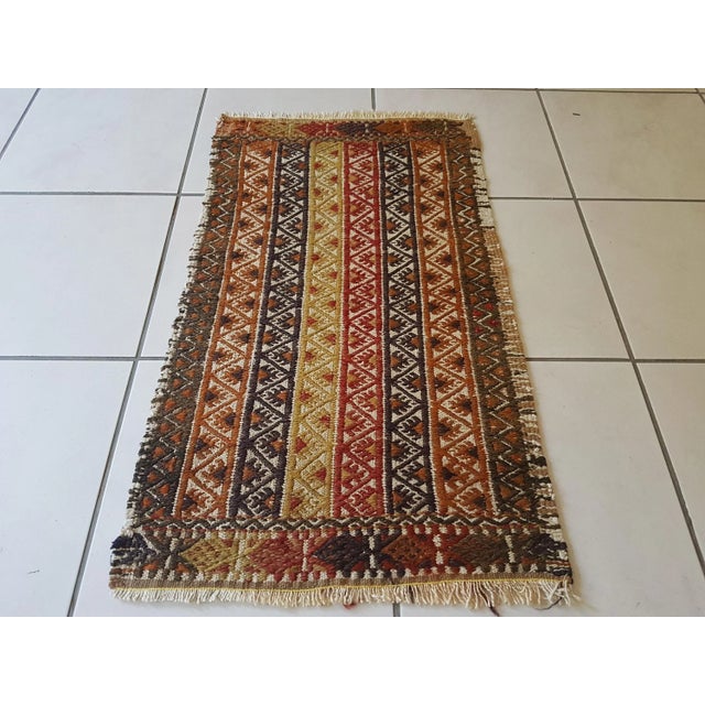 Mid-Century Modern 1970s Turkish Oushak Kilim Yastik Rug 1'7" X 2'9" For Sale - Image 3 of 9