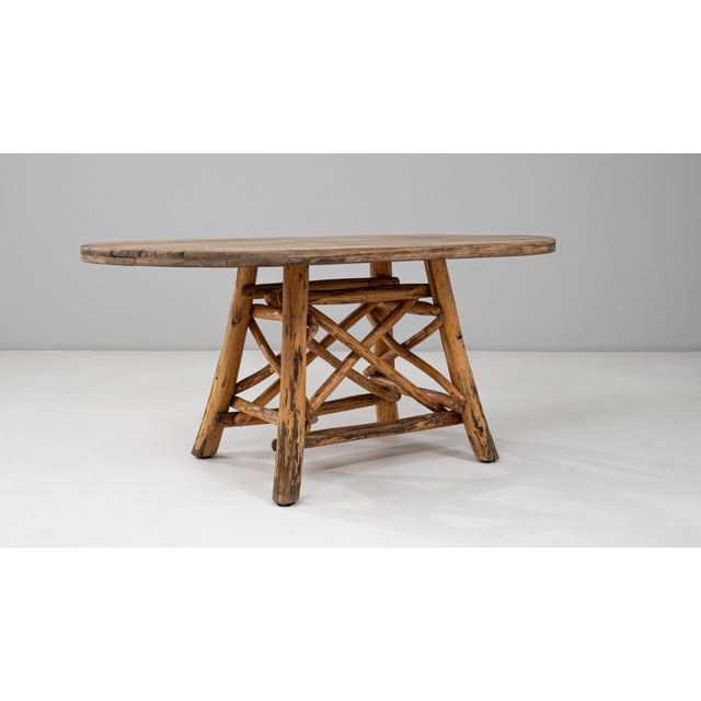 20th Century Belgian Brutalist Wooden Dining Table With Carved Base For Sale In Greensboro - Image 6 of 18
