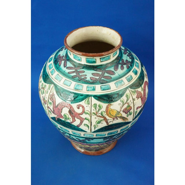 20th Century Large Scratched Majolicated Ceramic Vase with Animals from the Faci Factory, Civita Castellana, Italy, 1920s For Sale - Image 9 of 18