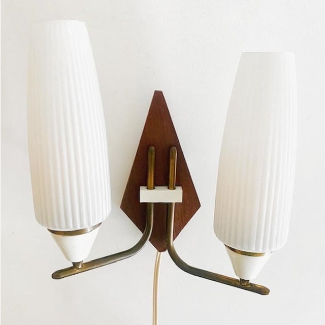 Mid-Century Danish Design Double Wall Lamp in Teak, 1960s For Sale - Image 4 of 8