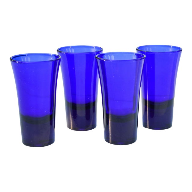 Cobalt-Blue Crystal Glasses, S/4 For Sale