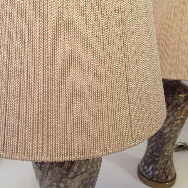 Glass 1980s Brown Mottled Venetian Glass Lamps - a Pair For Sale - Image 7 of 9