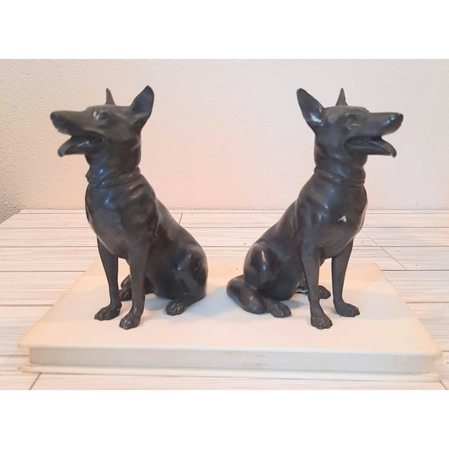 Metal German Shephard Dog Metal Figurines Pair For Sale - Image 7 of 7