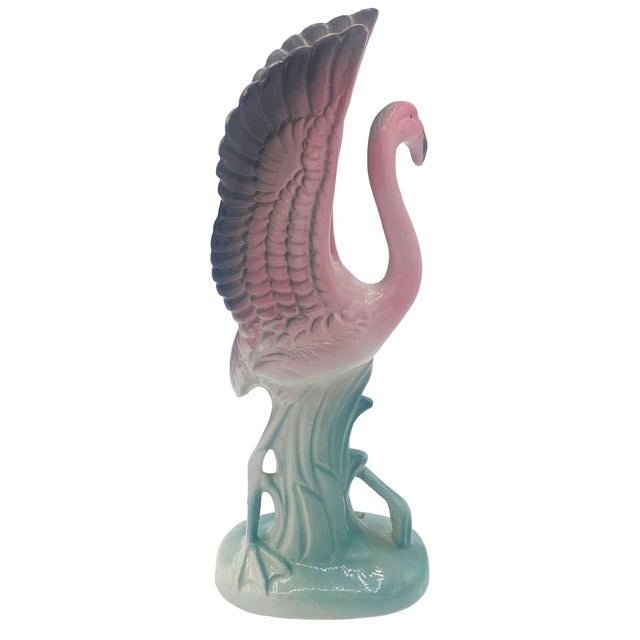 1950s Mid-Century "Meeting in Florida" Matching Ceramic Pink Flamingo Statues, Pair For Sale - Image 14 of 18