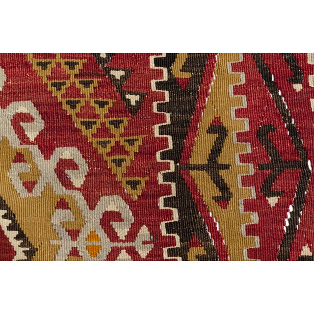 Mid 20th Century Large Red & Rose Flatweave Kilim Rug For Sale - Image 4 of 10