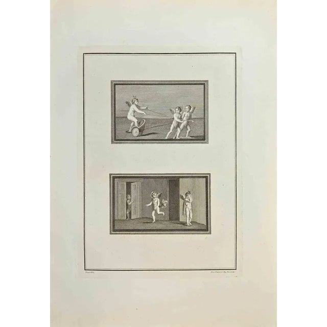 Ancient Roman Fresco from "Antiquities of Herculaneum"is an etching on paper realized by Nicola Vanni and Nicola Billy in...