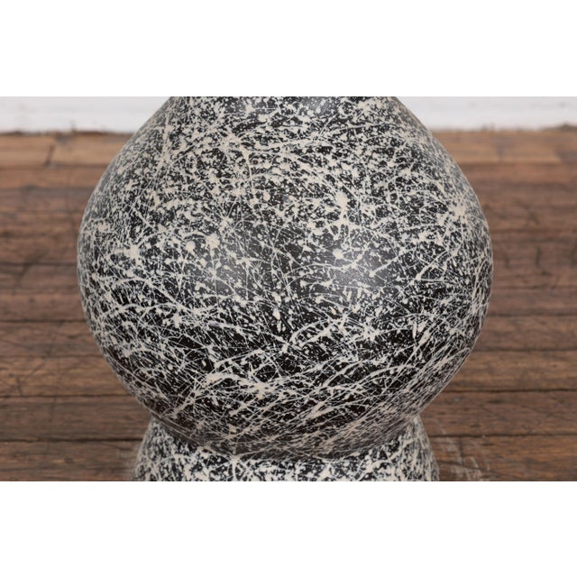 Prem Collection Artisan Made Black and White Vase with Dripping Décor For Sale - Image 10 of 12