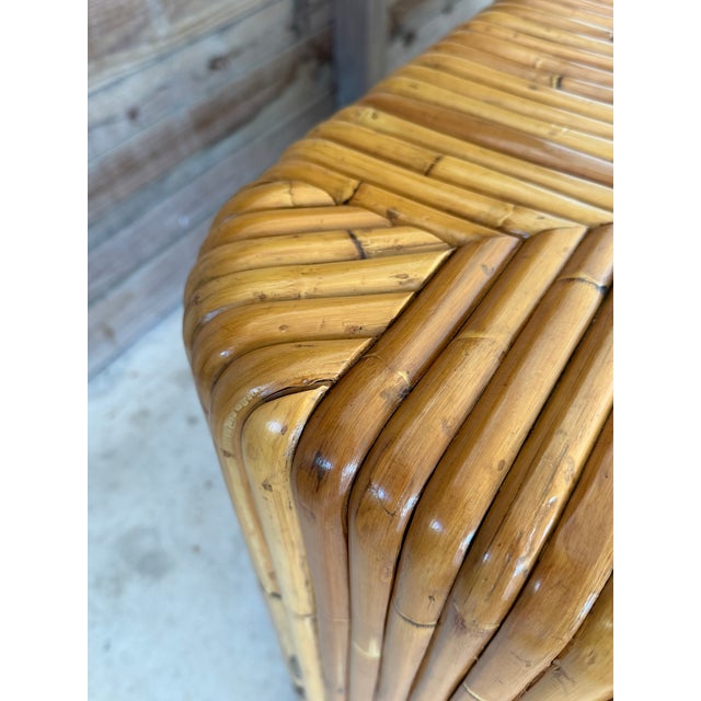 Vintage Restored Waterfall Split Rattan 9-Drawer Dresser For Sale - Image 4 of 12