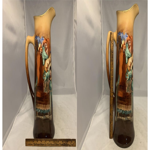 Early 20th Century Limoges Jean Pouyat Hand Painted Tankard: Jester & Parrot For Sale - Image 10 of 10