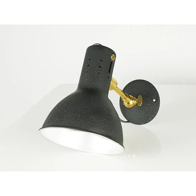 Mid-Century Adjustable Wall Lamps in Black Painted Aluminum and Brass, 1950s, Set of 2 For Sale - Image 6 of 13