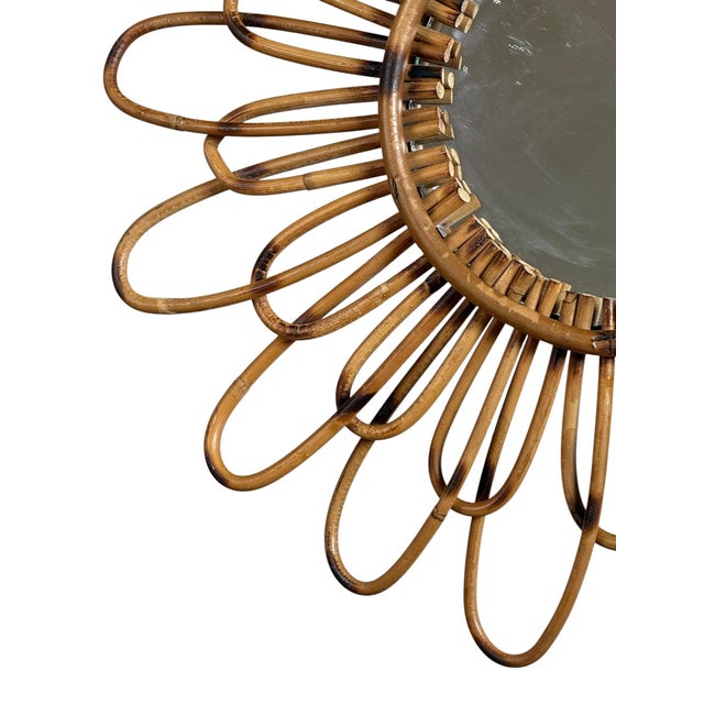 1950s Vintage Rattan Sun Mirror, 1950s For Sale - Image 5 of 12