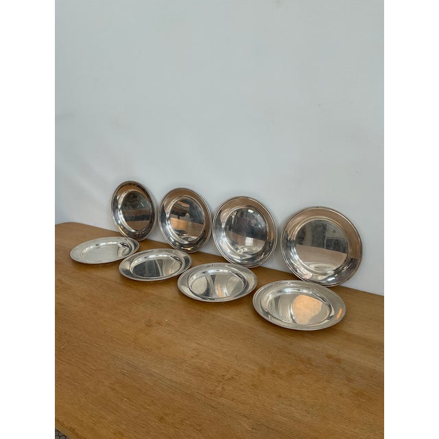 Mid-Century Modern Late 20th Century Danish Silverplate Charger Dishes From Hejl Denmark- Set of 8 For Sale - Image 3 of 18
