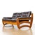 1970s Brown Leather Sofa Teak Sculptural Form For Sale - Image 10 of 15