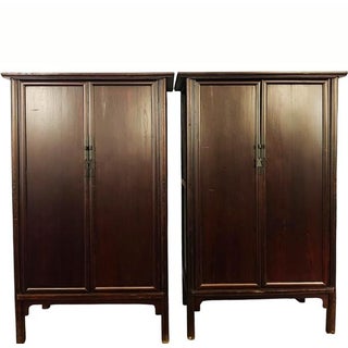 19th Century Pair of Chinese Elm Wardrobe Armoire For Sale