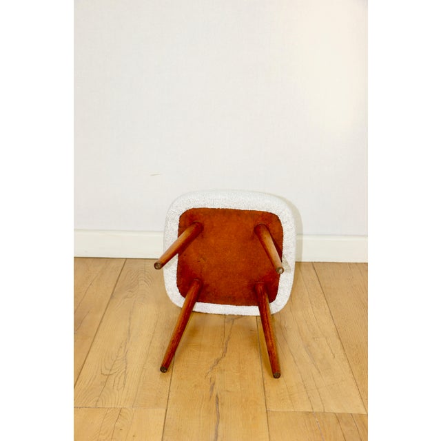1970s Vintage White-Cream Square Stool in Ivory, 1970s For Sale - Image 5 of 7