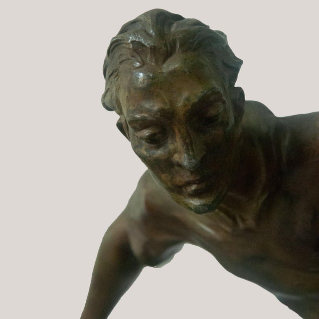The Shoot Spelter Footballer Sculpture by Lemoyne, 1920s-1940s, in Good conditions. Designed 1920 to 1949