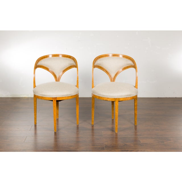 Wood Biedermeier 19th Century Chairs with Ebonized Accents and New Upholstery, a Pair For Sale - Image 7 of 12