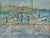 Paint 1976 Modernist 'Harbour Promenade' Vintage Original Coastal Street Scene Oil Painting, Framed For Sale - Image 7 of 11