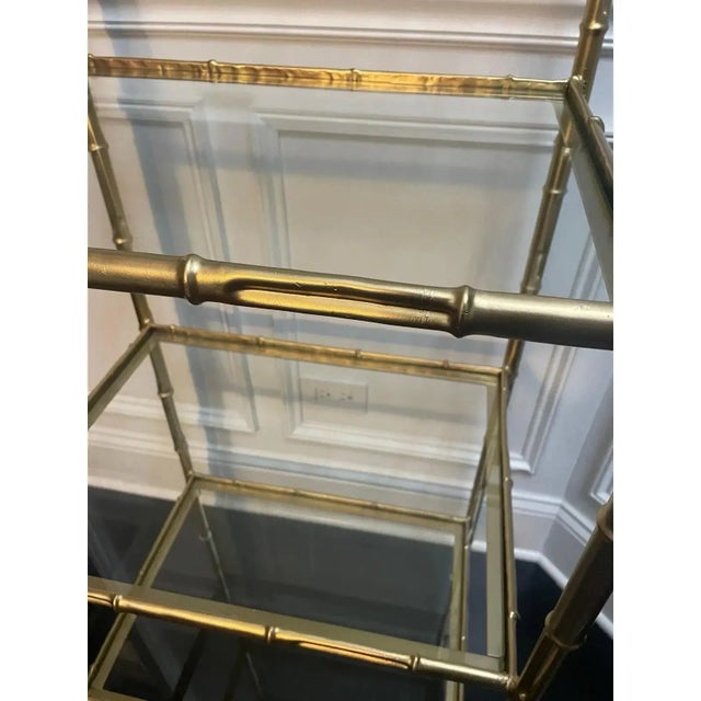 Early 21st Century Vintage Chinoiserie Metal & Glass Etagere Display Shelf For Sale - Image 5 of 10