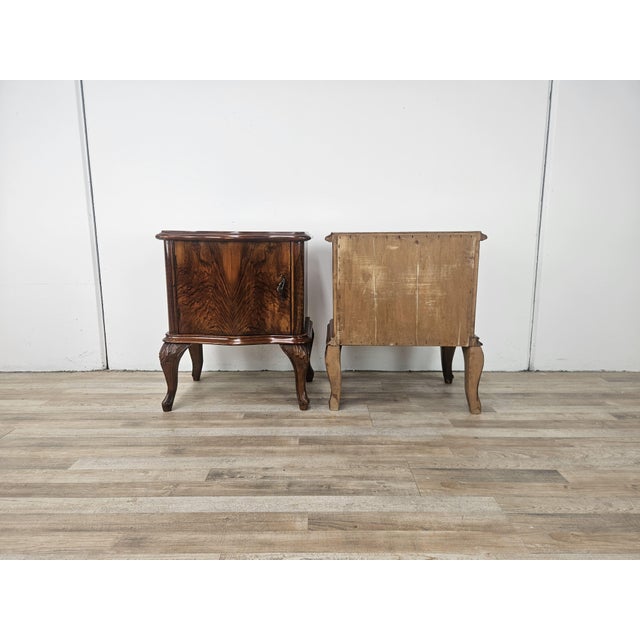 Chippendale Bedside Tables with Curved Doors and Carved Legs, 1950, Set of 2 For Sale - Image 3 of 15