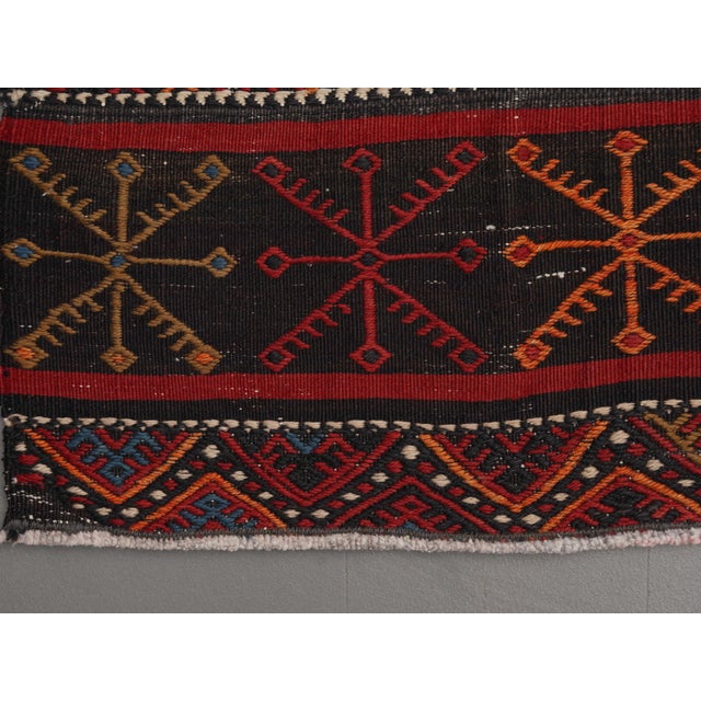 1970s 1970s Vintage Handmade Wool Cotton Red Kilim Area Rug For Sale - Image 5 of 11