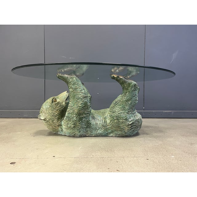 Vintage Brass and Glass Bear Coffee Table, 1970s For Sale - Image 10 of 10