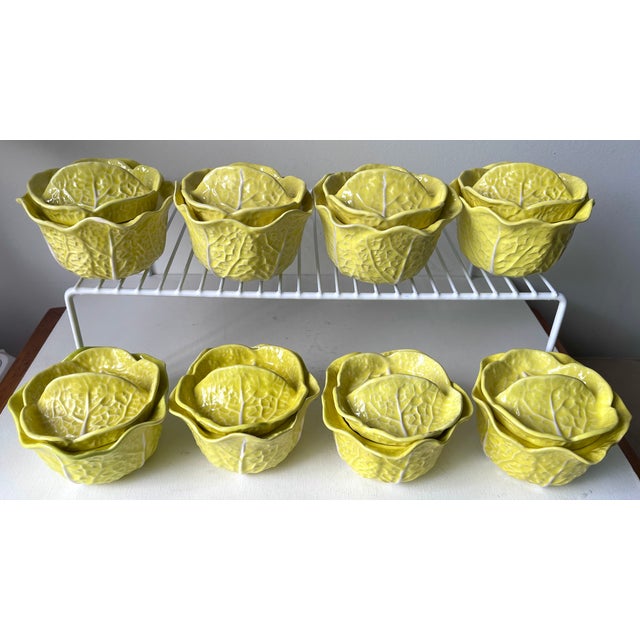 Vintage Secla Yellow Cabbage Leaf Majolica Tureens-Set 8 For Sale - Image 10 of 10