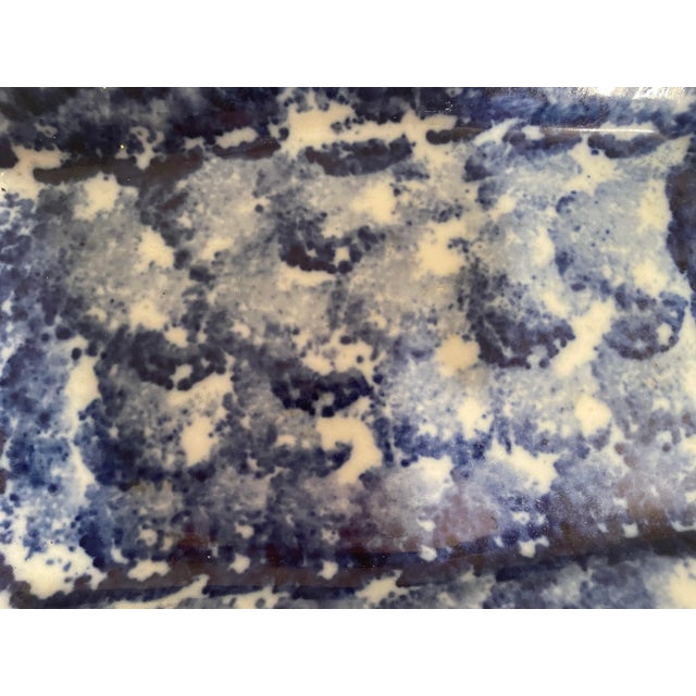 Antique Blue & White Spongeware Platter - 8 X 11.5 For Sale In Philadelphia - Image 6 of 9