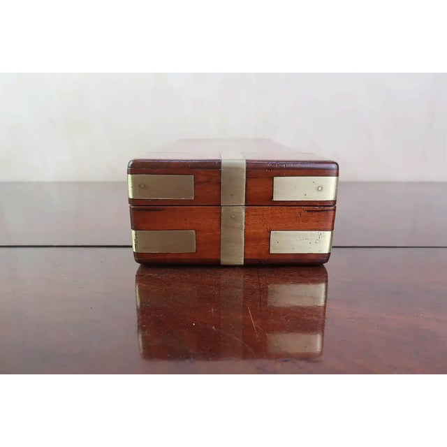 Wood Antique Brass Mounted Campaign Box, 1850 For Sale - Image 7 of 9