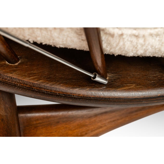 Danish Mid-Century Modern "Hoop" / "Peacock" Chair in Walnut & White Bouclé by Ib Kofod-Larsen for Selig, Denmark, Circa 1960s For Sale - Image 9 of 12