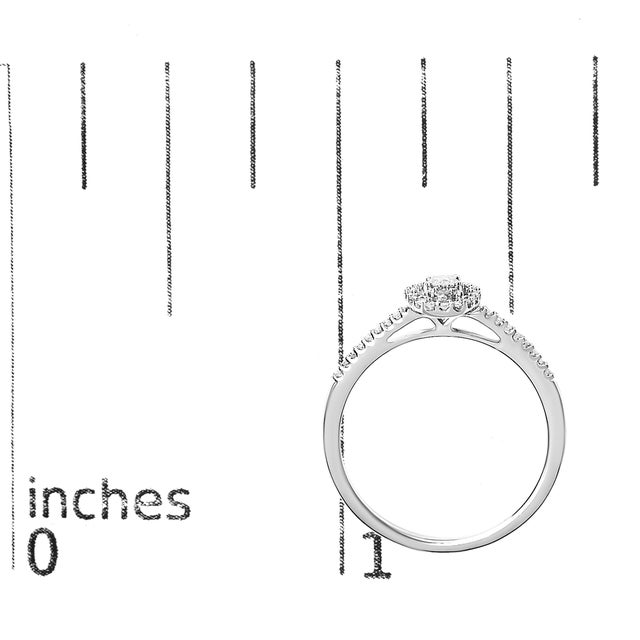 Metal 14K White Gold 1/5 Cttw Diamond Oval Shape With Halo Engagement Ring (H-I Color, I1-I2 Clarity) - Size 7 For Sale - Image 7 of 7