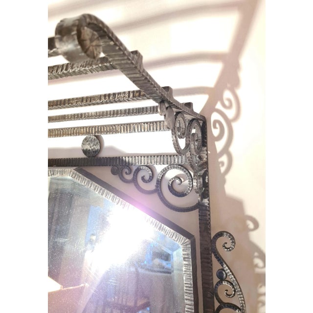 Art Deco Mirror and Wrought Iron Shelf For Sale - Image 4 of 11