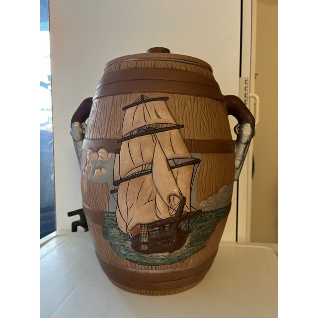 1970s Mid-Century Pirate Barrel Beverage Drink Dispenser For Sale - Image 4 of 9