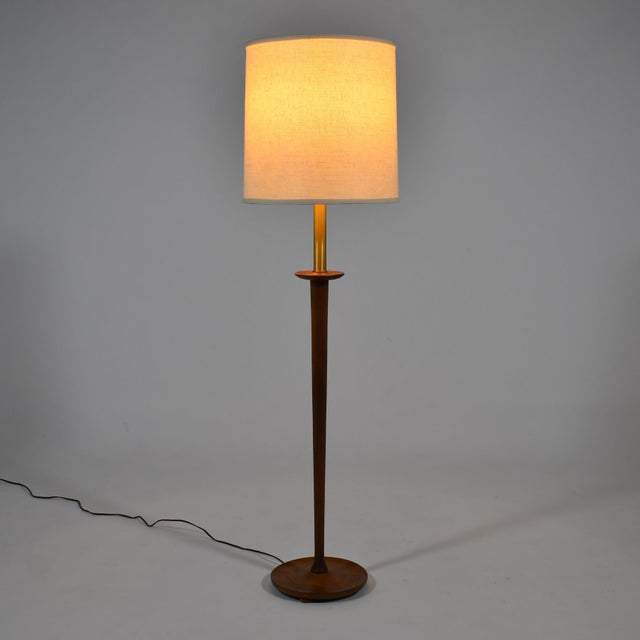 Mid-Century Modern Walnut Floor Lamp with Sculpted Details For Sale - Image 3 of 8
