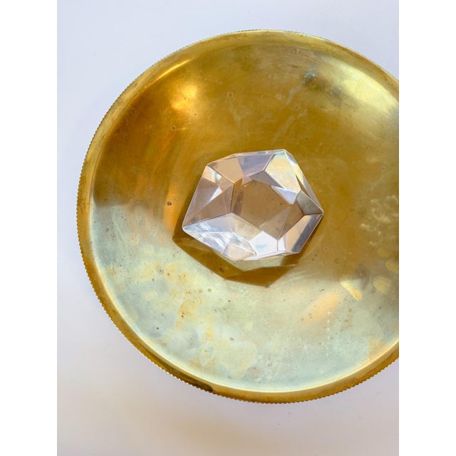 1930s Large Brass Pedestal Bowl Micro Scallop Edge for Chase Brass and Copper Company, 12" For Sale - Image 13 of 14