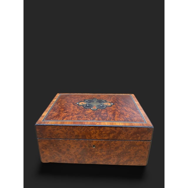 Napoleon III Elm Burl and Marquetry Box For Sale - Image 3 of 18