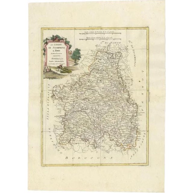 Antique Map of Brie and Champagne by Zatta, 1779 For Sale - Image 6 of 6