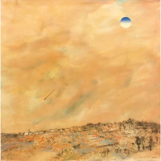 Modern Oded FeingershLarge Jerusalem Hills Landscape Modernist Israeli Oil Painting For Sale - Image 3 of 4