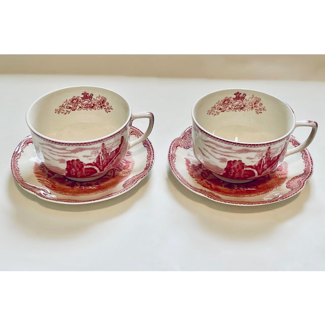 Antique Johnson Brothers Red Transfer-Ware Cup & Saucer- A Pair For Sale - Image 10 of 12